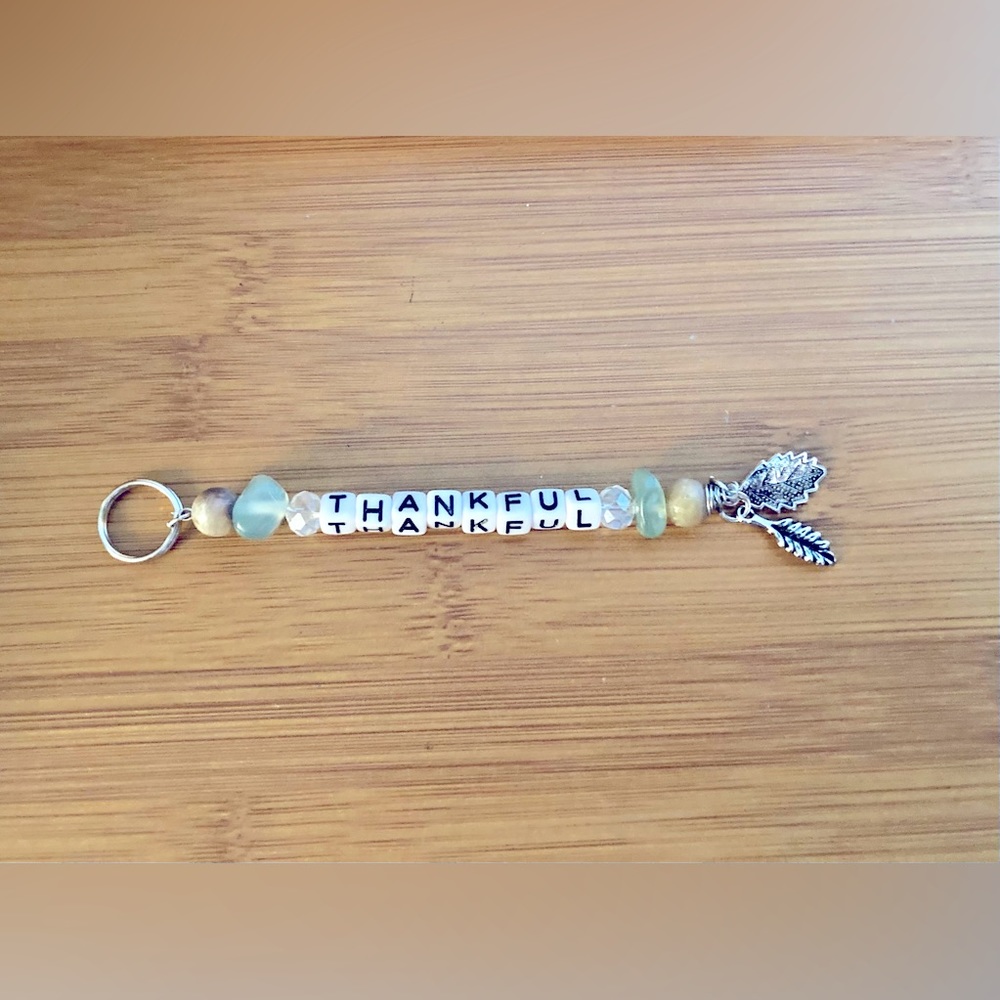 Thankful Beaded Keychain